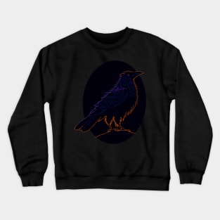 Crow or raven design. A black bird silhouette, with a sunset reflection Crewneck Sweatshirt